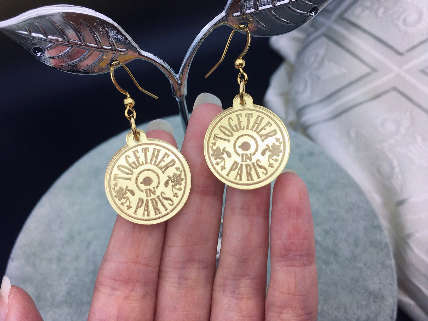 Anastasia Mirror Earrings Together in Paris - Together in Paris - Golden Laser Cut Acrylic