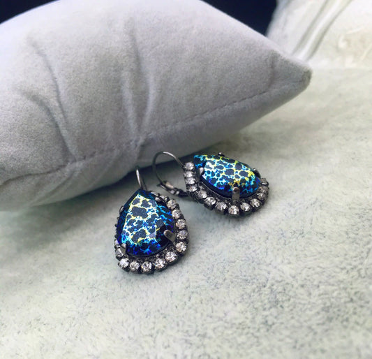 Orecchini a Goccia in Cristallo Swarovski Leopardati - Leopard Print Patina
