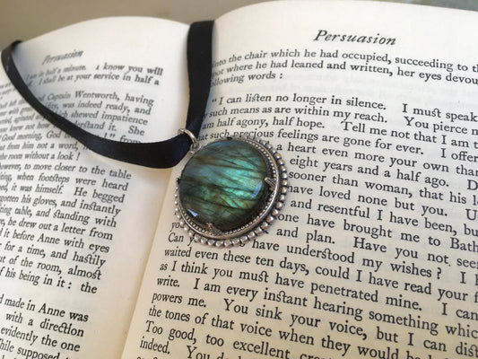 Anne Persuasione Choker Collarino Vintage - Labradorite Naturale Semi-preziosa - Edwardian Regency Style - Jane Austen