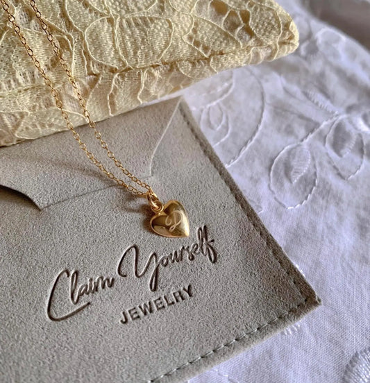 Collana 14k Gold Filled Mini Ciondolo Cuore con Incisione Iniziali - Oro Riempito