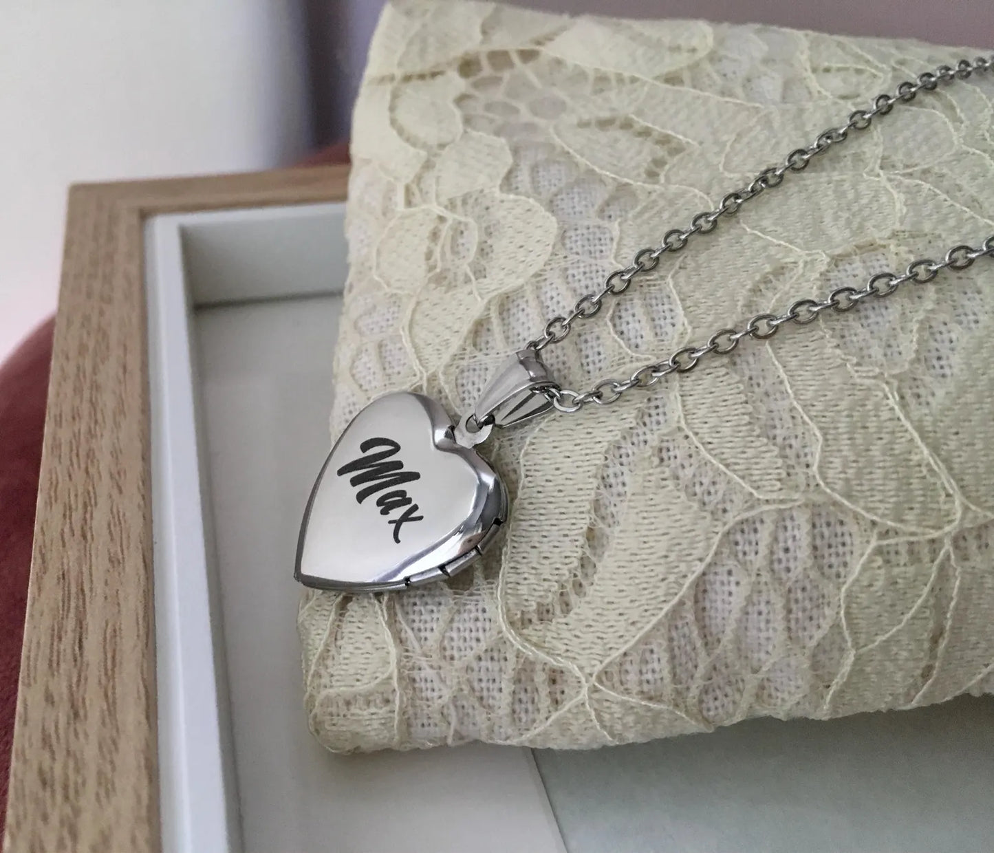 Collana Ciondolo Portafoto Cuore Zampa Paw - Acciaio Inossidabile - Commemorativo Animali Domestici Impronta con Incisione Personalizzata