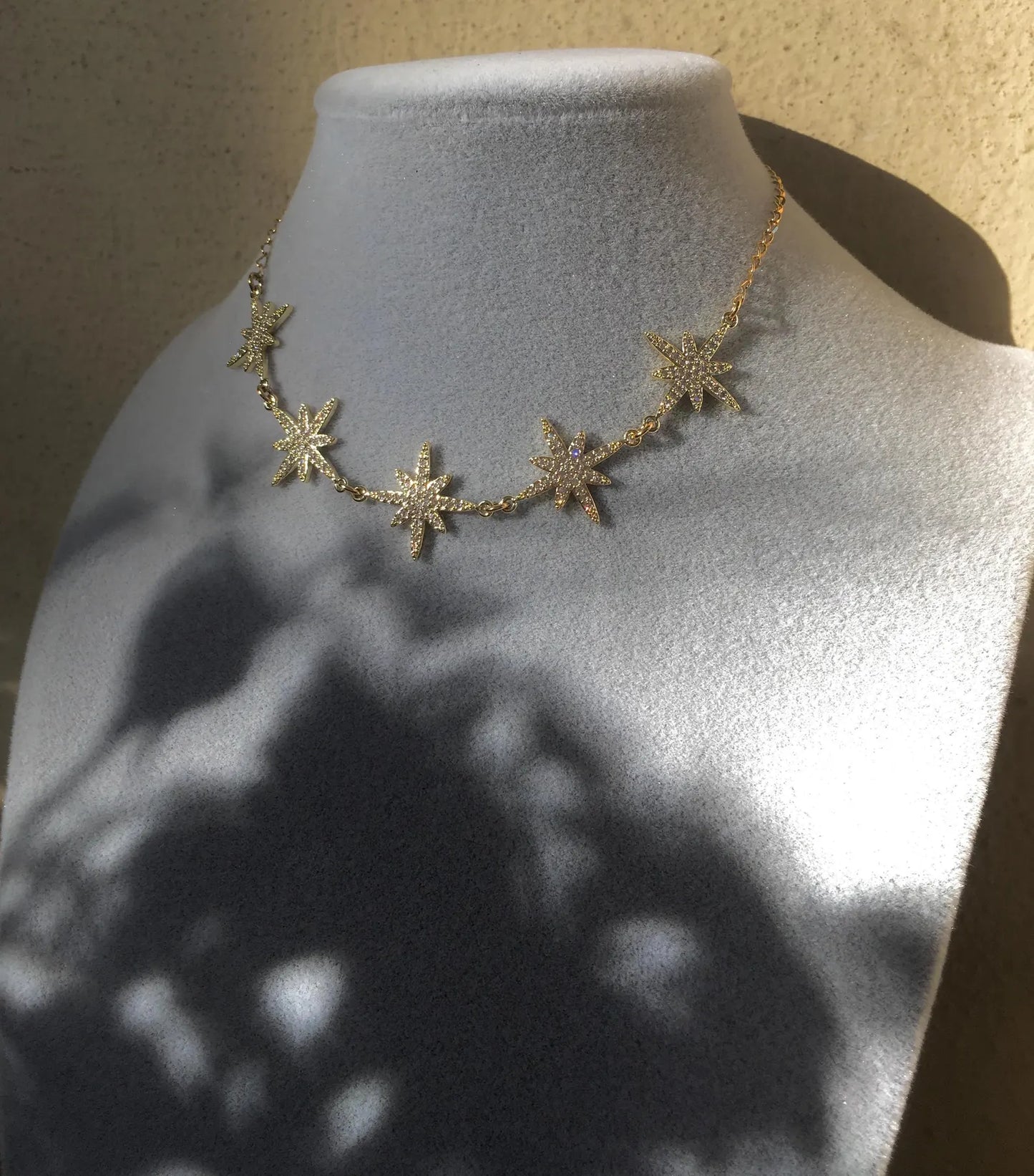 Choker North Star - Stella Polare - Collarino Stelle con Cristalli Cubic Zirconia - Ottone Placcato Oro