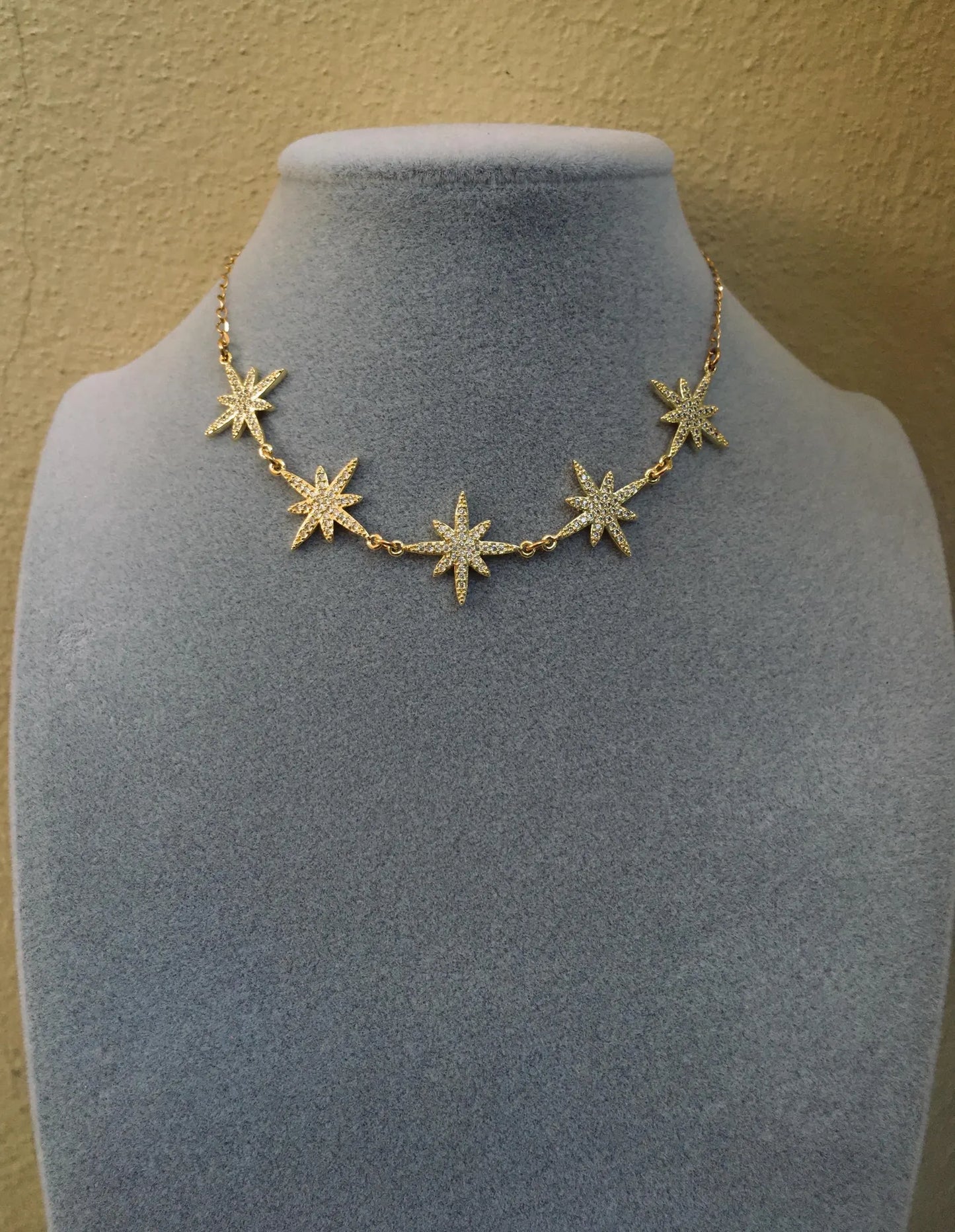Choker North Star - Stella Polare - Collarino Stelle con Cristalli Cubic Zirconia - Ottone Placcato Oro