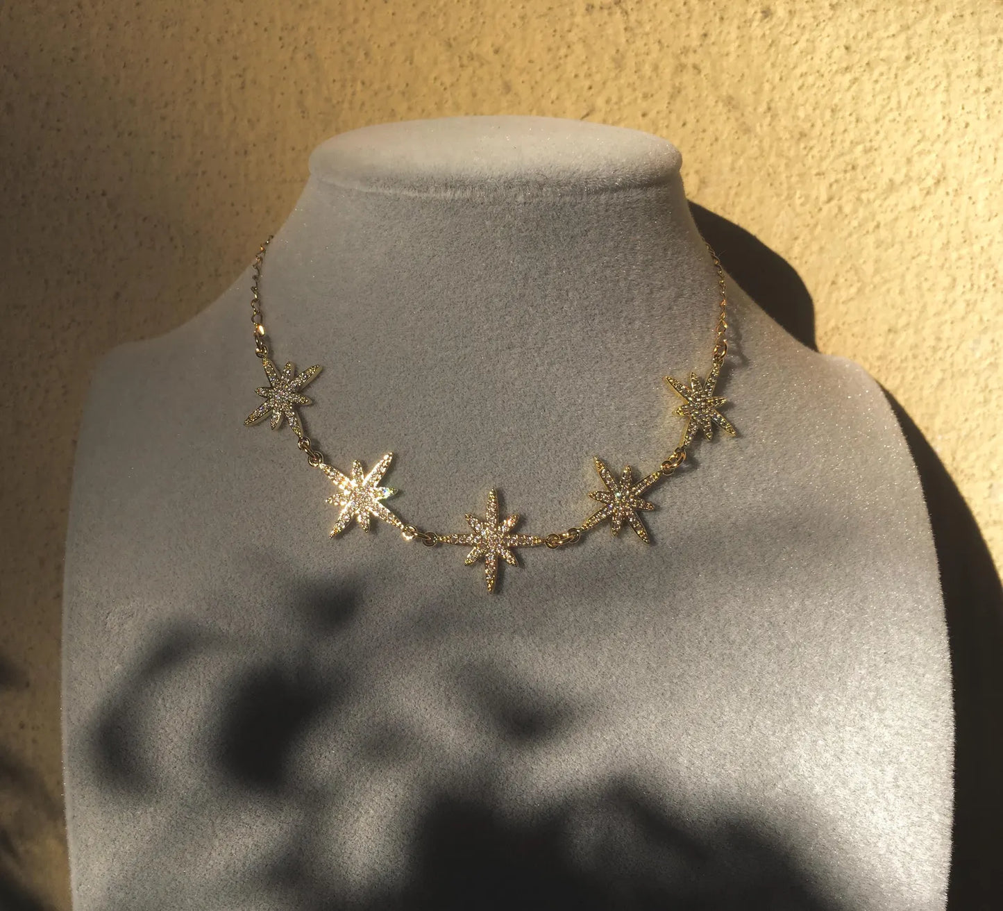 Choker North Star - Stella Polare - Collarino Stelle con Cristalli Cubic Zirconia - Ottone Placcato Oro