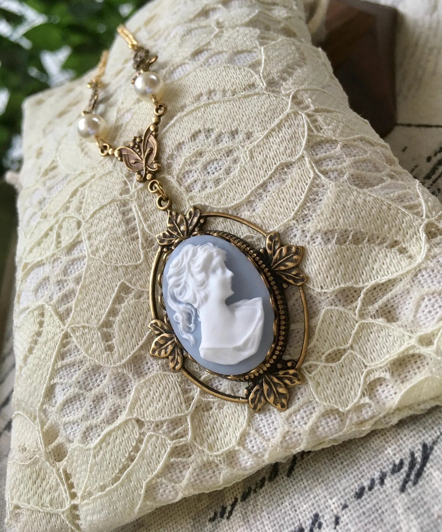 Collana Vampire Katherine Pierce Cameo Azzurro Design #3