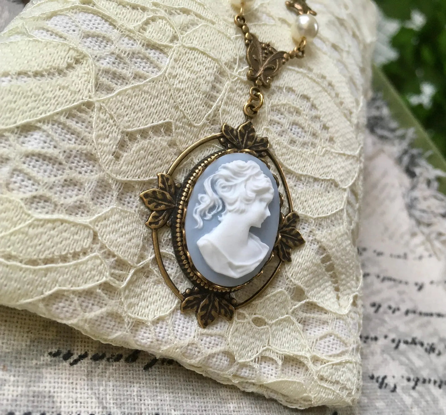 Collana Vampire Katherine Pierce Cameo Azzurro Design #3